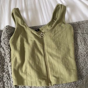 Zip up green crop top